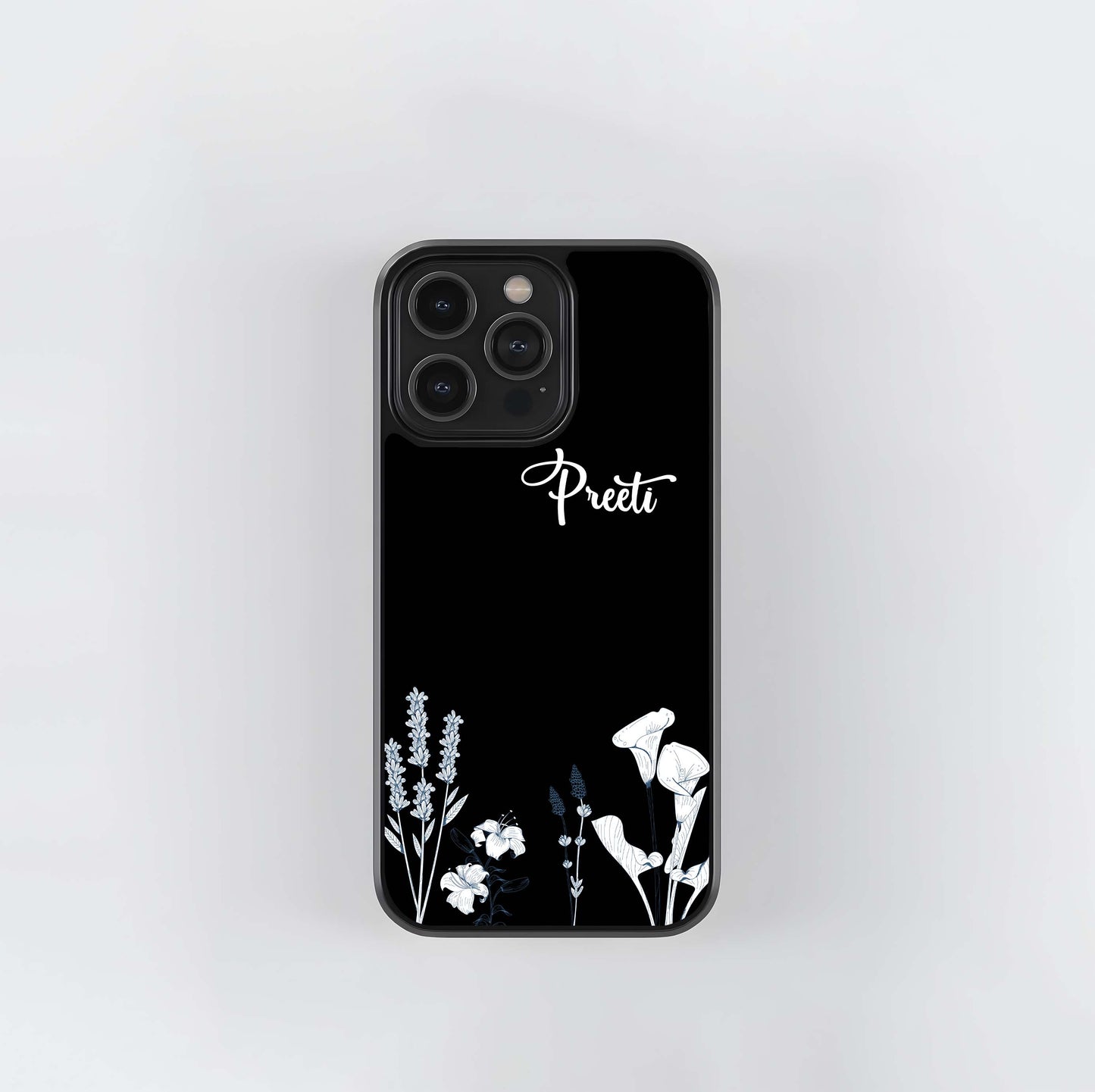 Bloom Custom Name Floral Whisper Glass Case