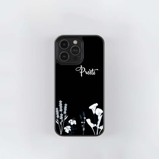 Bloom Custom Name Floral Whisper Glass Case