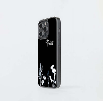 Bloom Custom Name Floral Whisper Glass Case