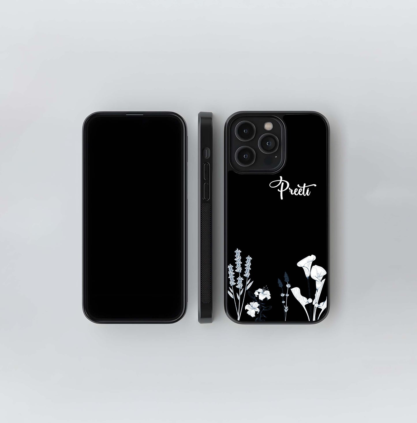 Bloom Custom Name Floral Whisper Glass Case