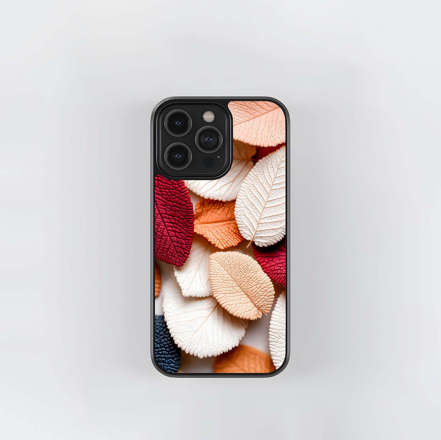 Textured Autumn Palette Leaves Glass Case