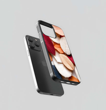 Textured Autumn Palette Leaves Glass Case