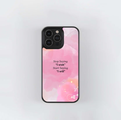 Motivational Pink Watercolor Glass Case
