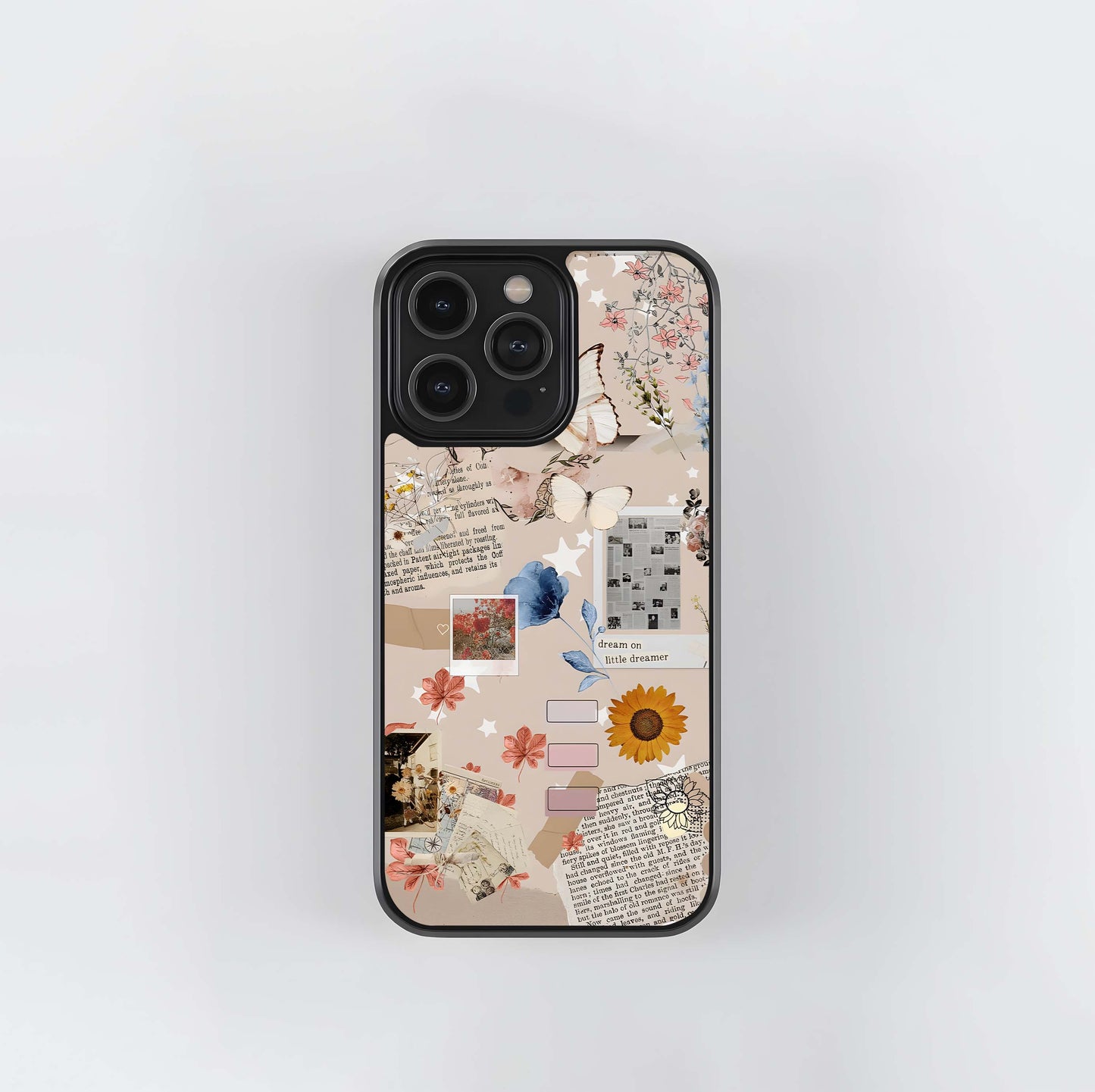 Aesthetic Butterfly Checker Glass Case