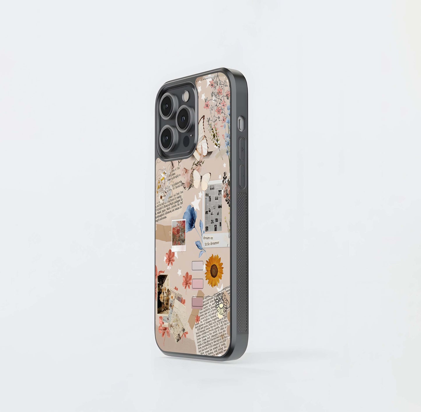 Aesthetic Butterfly Checker Glass Case