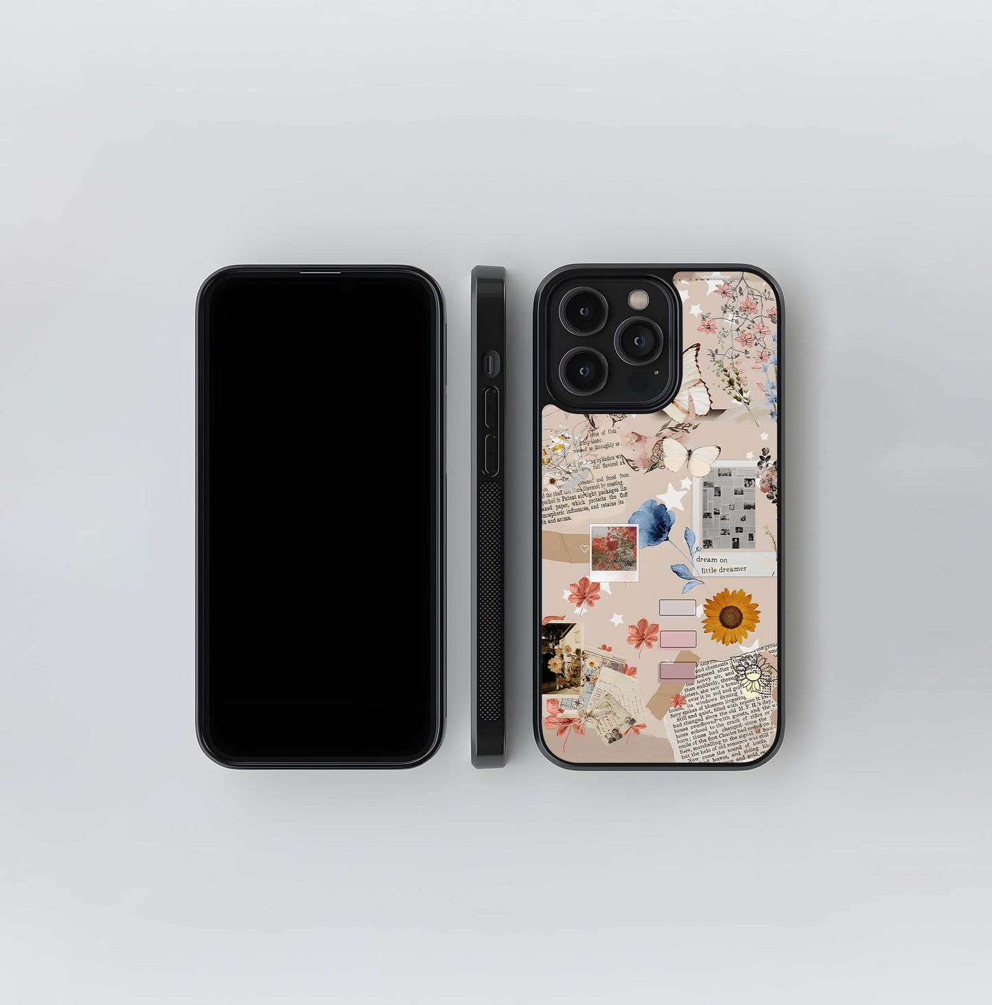 Aesthetic Butterfly Checker Glass Case