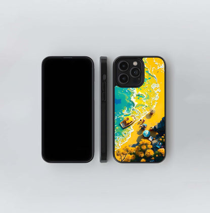 Top-Down Tropical Shore Glass Case