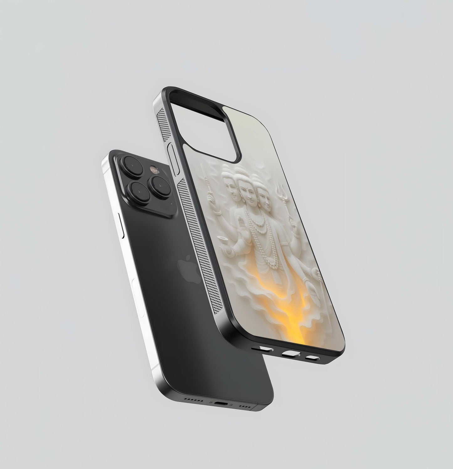 Trimurti in Glow Relief Glass Case