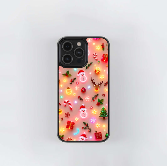 Neon Christmas Pattern Glass Case