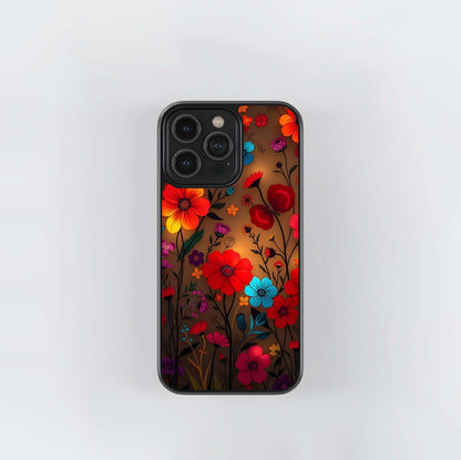 Vibrant Dark Floral Garden Glass Case