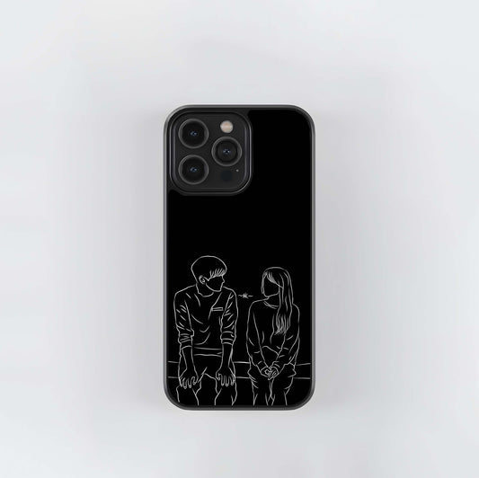 Night Conversation Sketch Glass Case