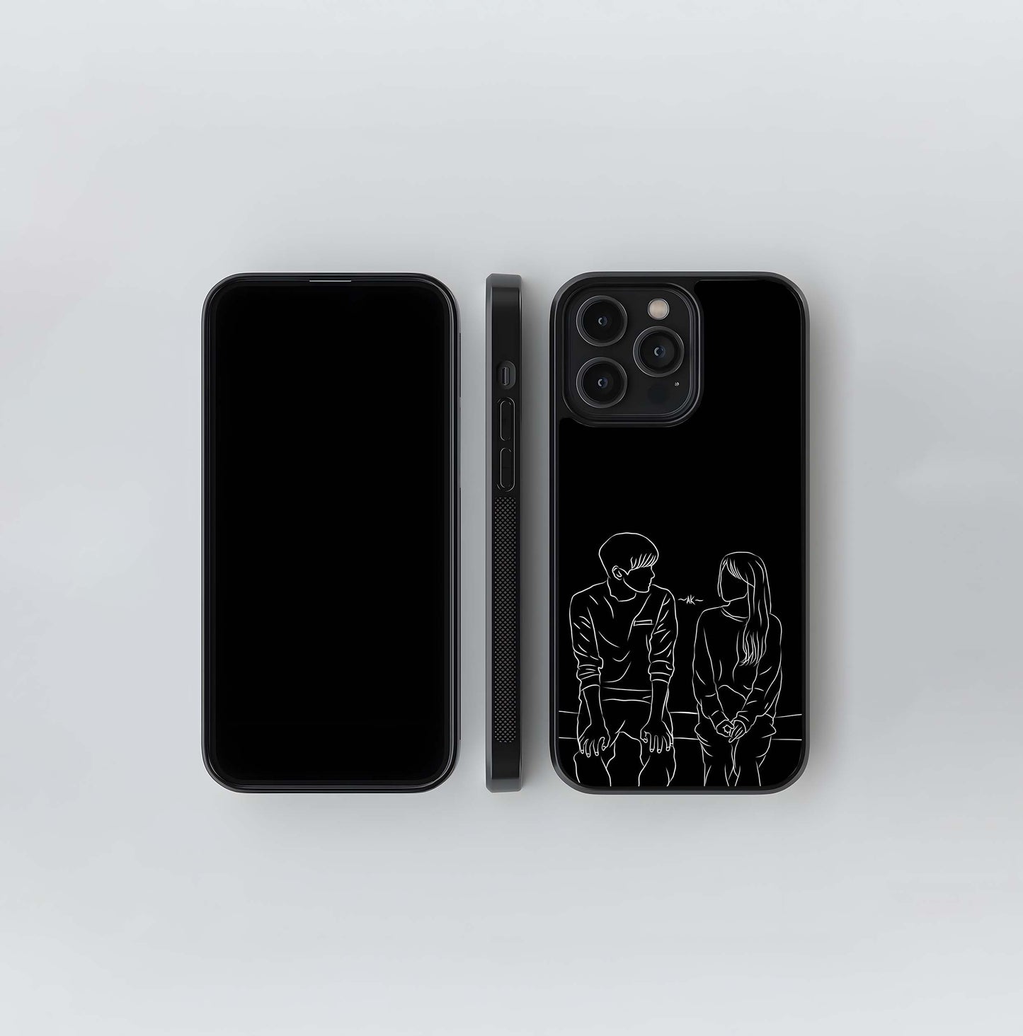 Night Conversation Sketch Glass Case