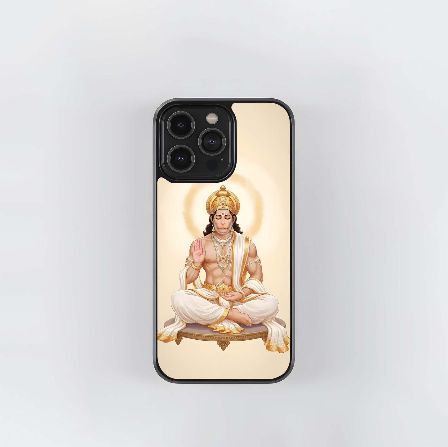 Meditating Hanuman Ji Glass Case