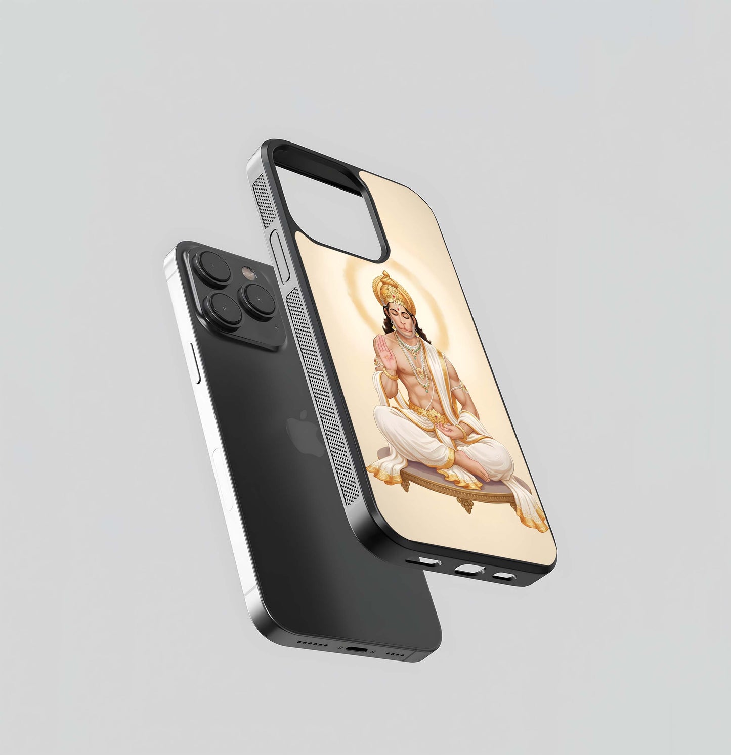 Meditating Hanuman Ji Glass Case