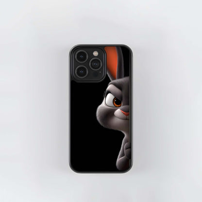 Cartoon Bunny Peeking from the Side Glass Case