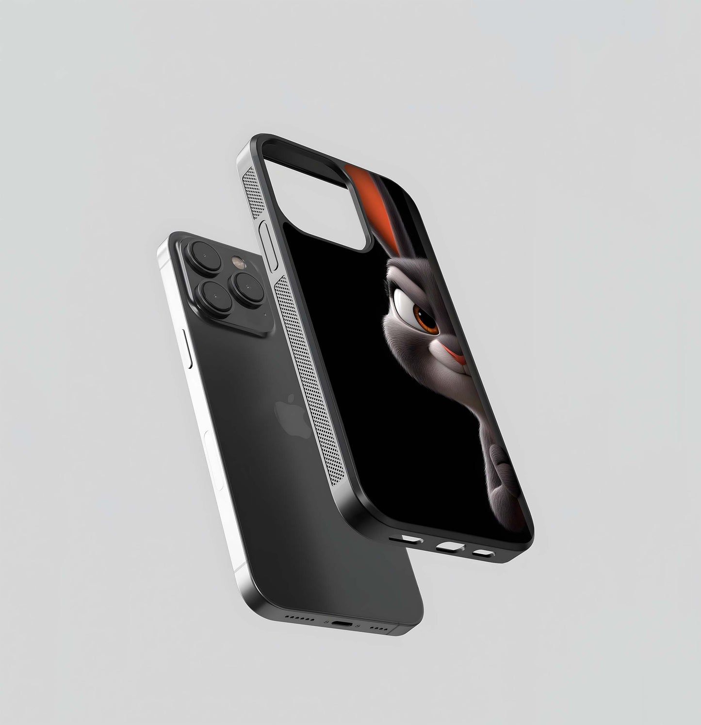 Cartoon Bunny Peeking from the Side Glass Case