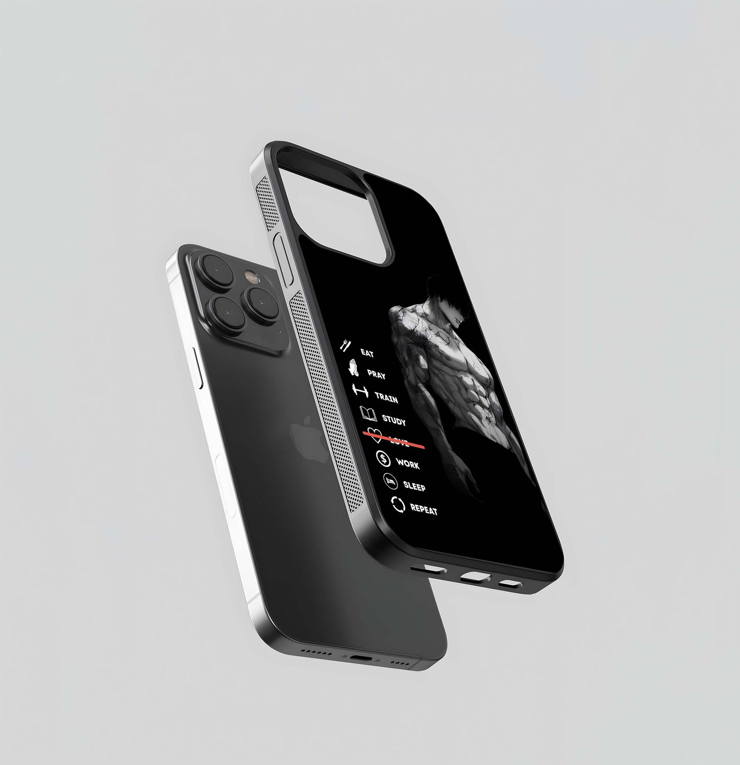 Monochrome Gym Grindset with Love Line Crossed Glass Case