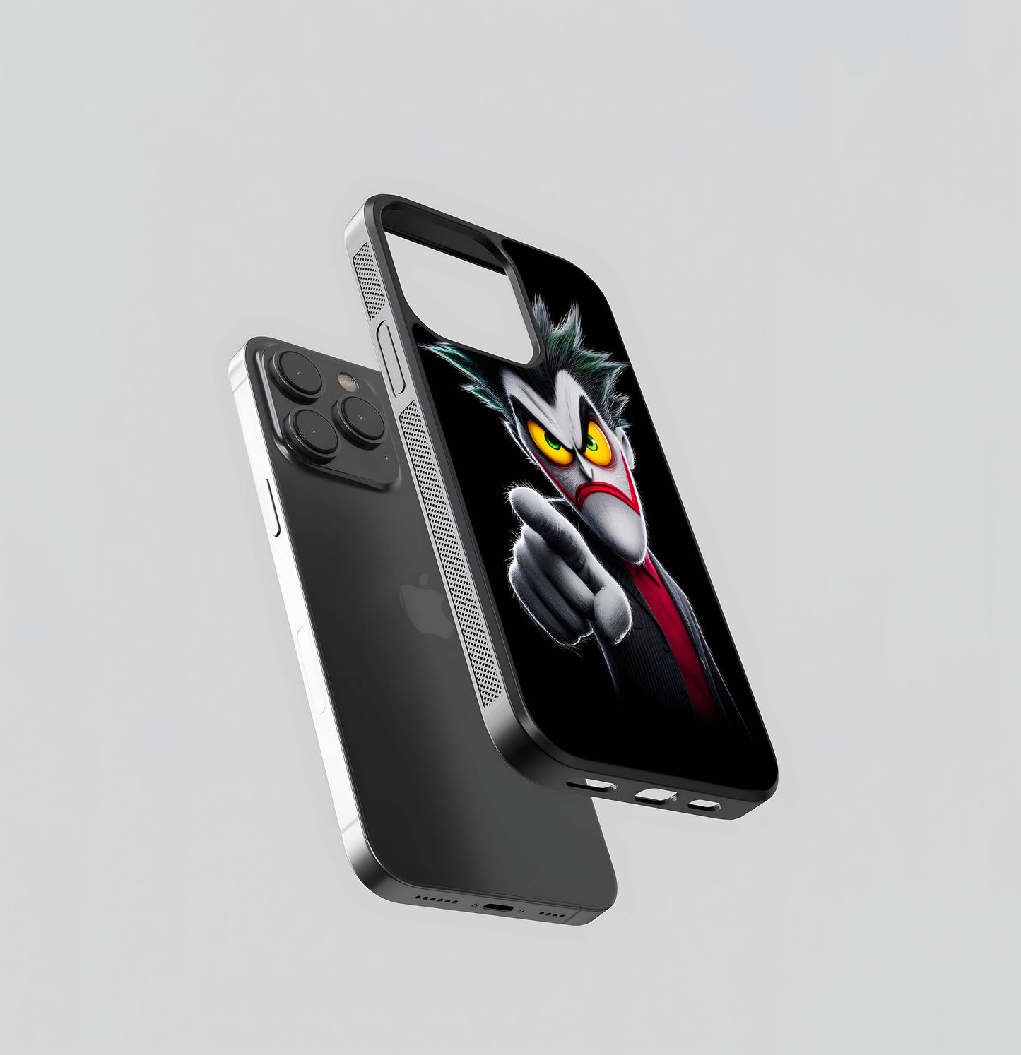 Cartoon Joker Pointing with Yellow Eyes Glass Case