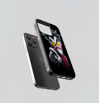 Cartoon Joker Pointing with Yellow Eyes Glass Case