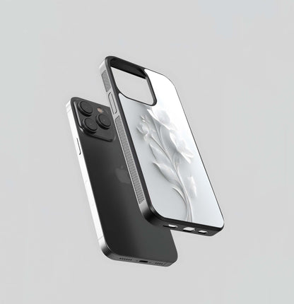 White Embossed Floral Stem Glass Case