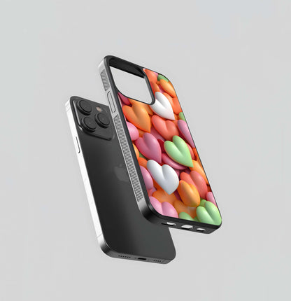 Pastel Candy Heart Medley Glass Case