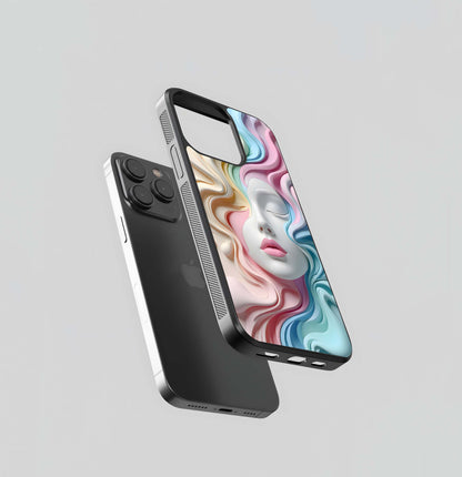 Pastel Paper Sculpture Face Glass Case