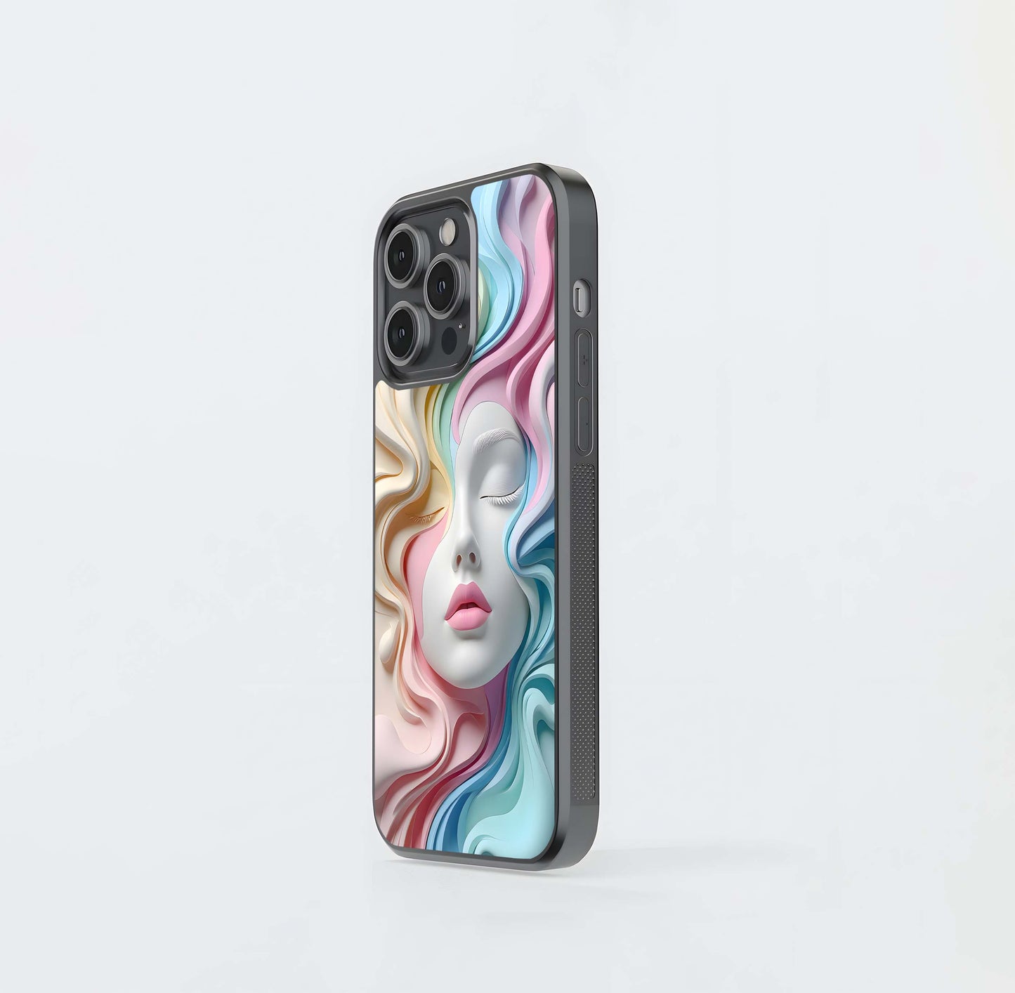 Pastel Paper Sculpture Face Glass Case