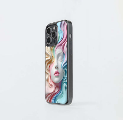 Pastel Paper Sculpture Face Glass Case