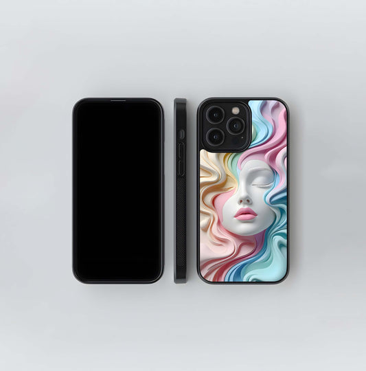 Pastel Paper Sculpture Face Glass Case