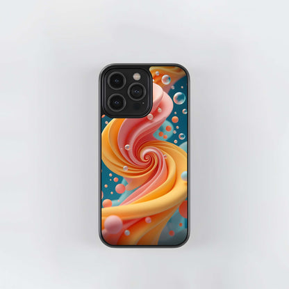 Peach & Gold Satin Swirl Glass Case