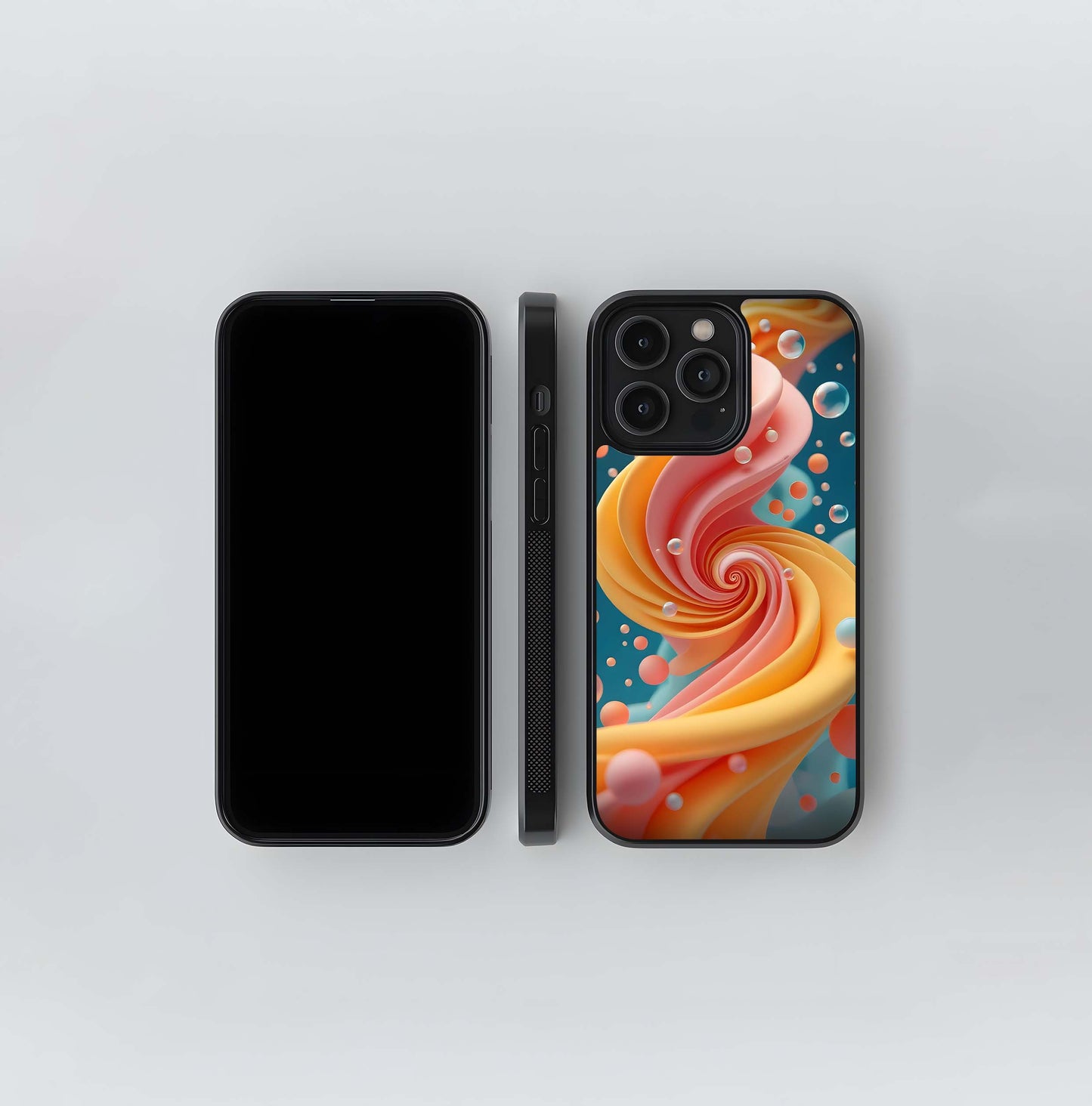 Peach & Gold Satin Swirl Glass Case