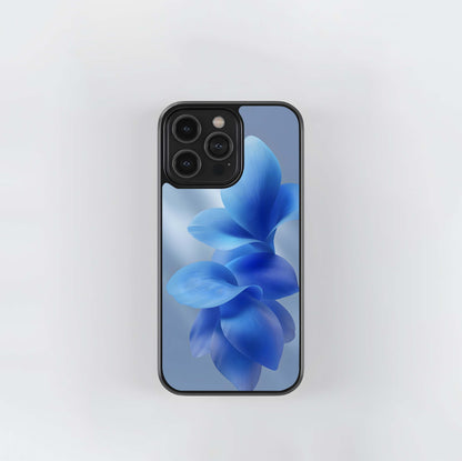 Floating Blue Petals Glass Case