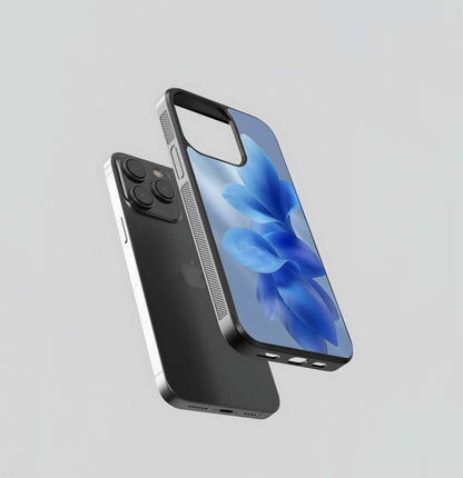 Floating Blue Petals Glass Case