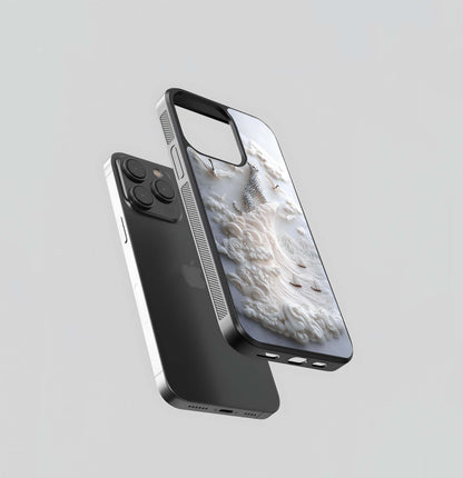 White Quilled Paper Art Landscape with Polka Dot Cheetah Glass Case