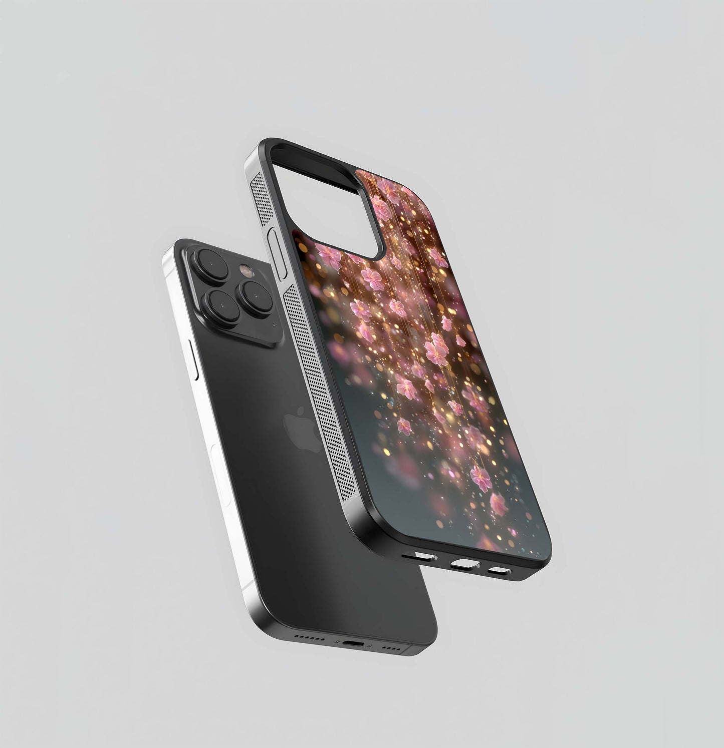 Floating Pink Petal Lights Glass Case