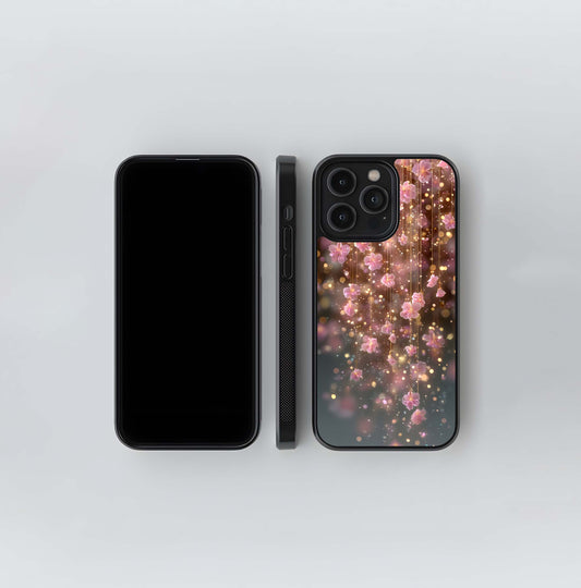 Floating Pink Petal Lights Glass Case