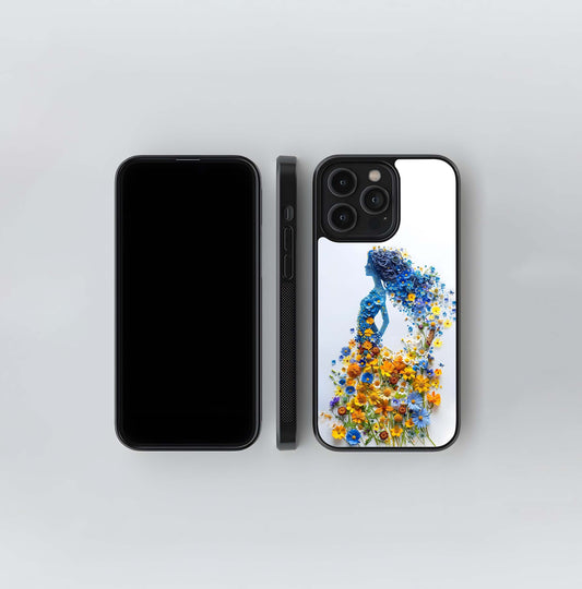 Floral Goddess Silhouette Glass Case