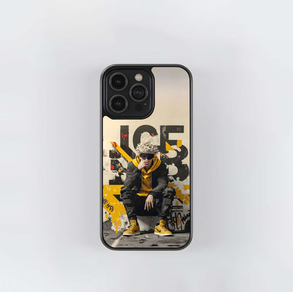 Yellow & Black Street Art Anime Glass Case