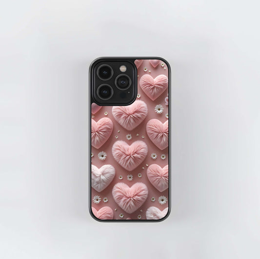 Fluffy Heart Bouquet Glass Case