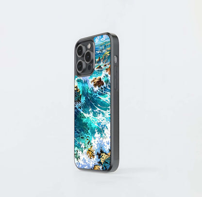 Coastal Blue Waves Glass Case