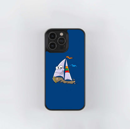Cartoon Sailboat Character Glass Case