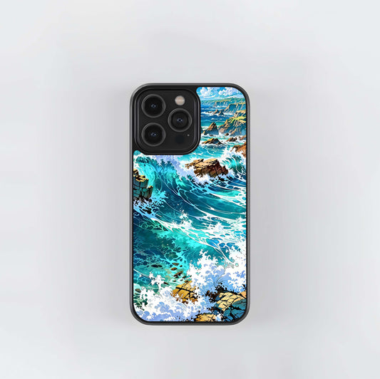 Coastal Blue Waves Glass Case