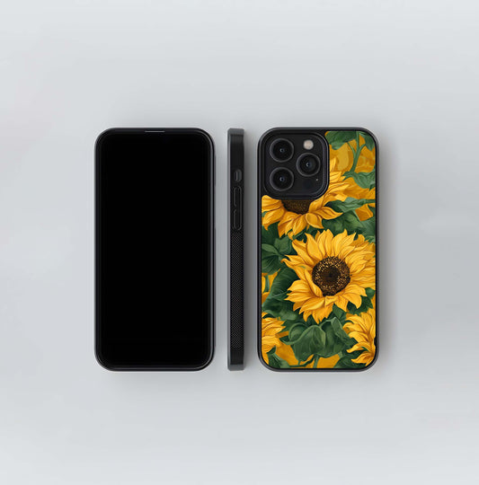 Bright Sunflower Bloom Glass Case