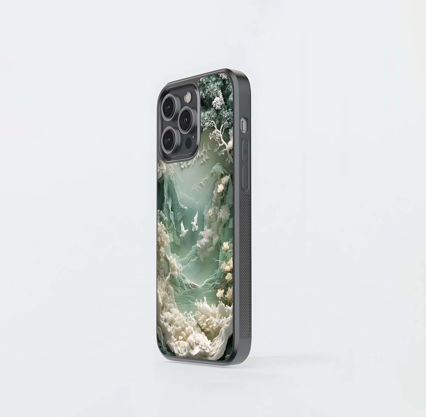 Mint Dove Relief Sculpture Glass Case