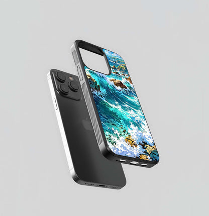 Coastal Blue Waves Glass Case