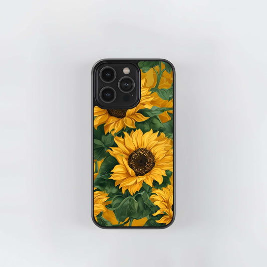 Bright Sunflower Bloom Glass Case