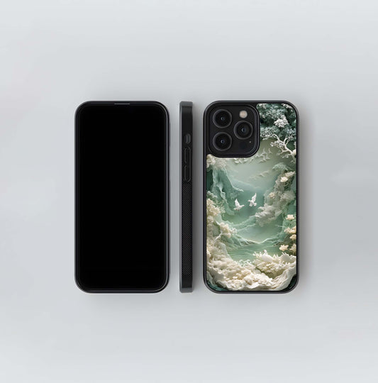 Mint Dove Relief Sculpture Glass Case