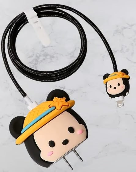 Cute Cartoon Character charger case & protector Cable APPLE IPHONE SILICON CASE Adorable charging cable with a fun design