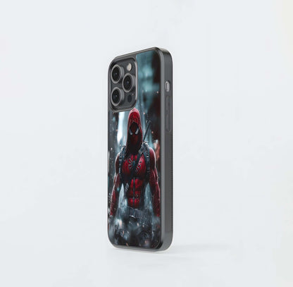 Armored Red Hooded Spider-Man Glass Case