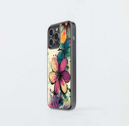 Abstract Floral Splash Glass Case